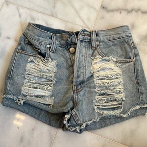 Mink pink jean shorts